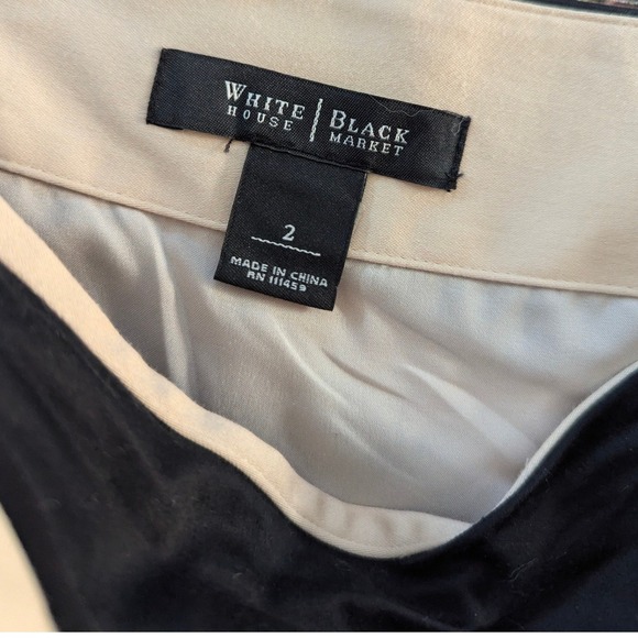 White House Black Market Black Cream Tan Abstract Swirl Pencil Skirt Size 2 - Picture 5 of 7